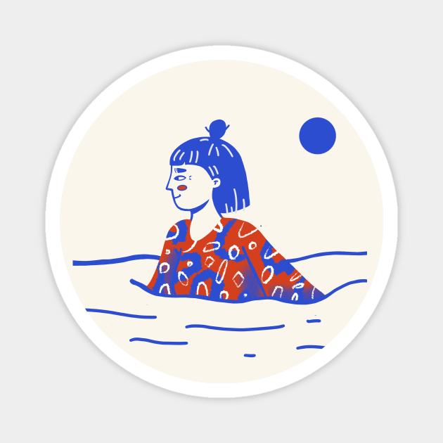 Girl in the sea Magnet by London Colin